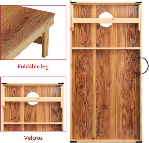 Solid Wood Regulation Size Cornhole Set Portable Bean Bags Toss Game with Durable Wood Grain Printed Surface and Underneath for Indoor and Outdoor in Saudi Arabia