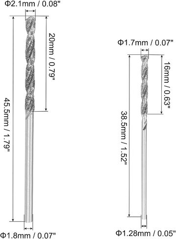 uxcell 2pcs 1.5mm/2mm Metric Diamond Coated Twist Drill Bits High-Speed Steel Tipped Drill Tiles for Jewelry Beach Glass Shells Lapidary Ornament Bracelet Necklace Arts in Saudi Arabia