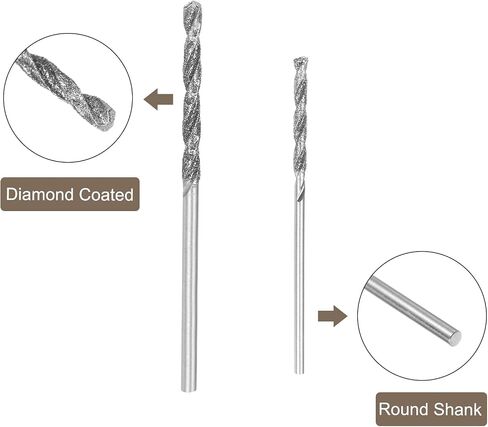 uxcell 2pcs 1.5mm/2mm Metric Diamond Coated Twist Drill Bits High-Speed Steel Tipped Drill Tiles for Jewelry Beach Glass Shells Lapidary Ornament Bracelet Necklace Arts in Saudi Arabia