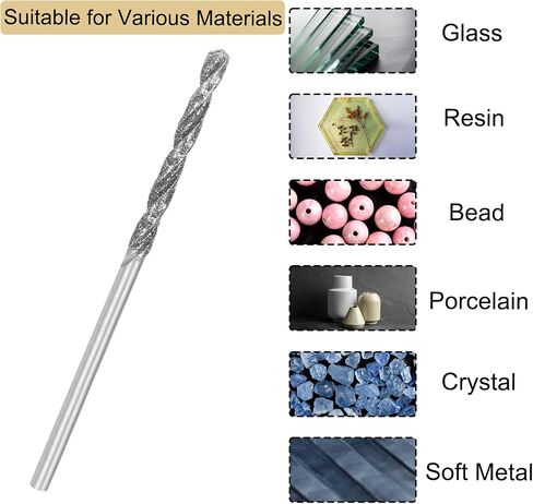 uxcell 2pcs 1.5mm/2mm Metric Diamond Coated Twist Drill Bits High-Speed Steel Tipped Drill Tiles for Jewelry Beach Glass Shells Lapidary Ornament Bracelet Necklace Arts in Saudi Arabia