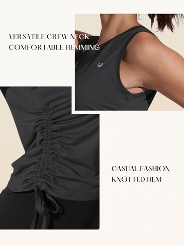NORTHYARD Women's Sleeveless Workout Tank Tops Quick Dry Drawstring Ruched Crop Tops Athletic Yoga Running Lightweight Tops in Kuwait