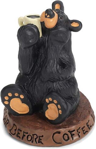 DEMDACO Coffee Bear Black Bear 3.5 × 3 منحوتة تمثال راتنج مصبوب يدويًا in Saudi Arabia
