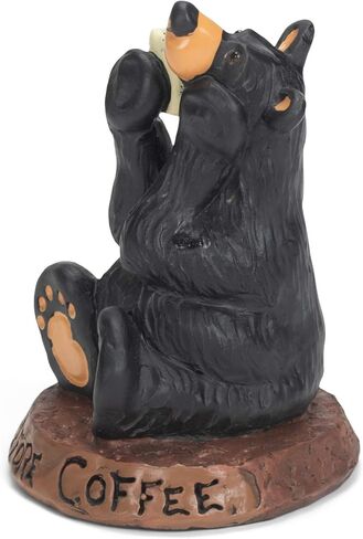DEMDACO Coffee Bear Black Bear 3.5 × 3 منحوتة تمثال راتنج مصبوب يدويًا in Saudi Arabia