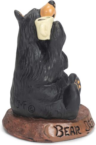 DEMDACO Coffee Bear Black Bear 3.5 × 3 منحوتة تمثال راتنج مصبوب يدويًا in Saudi Arabia