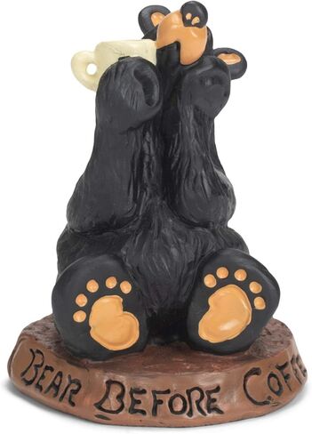 DEMDACO Coffee Bear Black Bear 3.5 × 3 منحوتة تمثال راتنج مصبوب يدويًا in Saudi Arabia