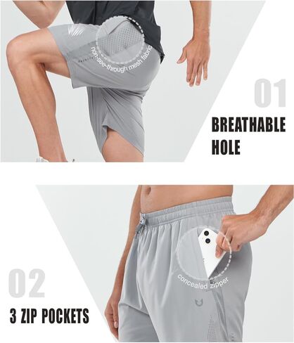 NORTHYARD Men's Athletic Running Shorts 7 Inch Quick Dry Lightweight Workout Gym Training Outdoor Sports Shorts in Kuwait