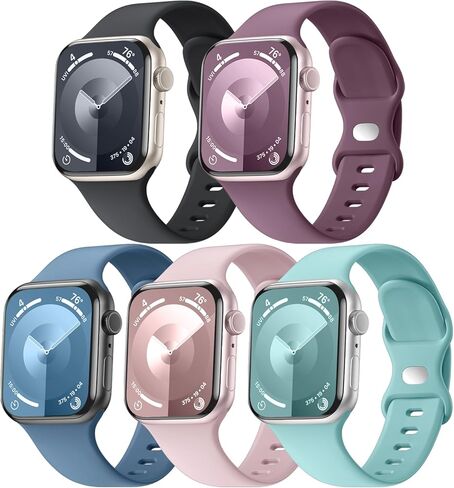 5 عبوات من أساور السيليكون الناعمة - متوافقة مع Apple Watch Ultra 2 وUltra Band 49 مم 45 مم 44 مم 42 مم 41 مم 40 مم 38 مم للرجال والنساء، حزام رياضي مسامي لسلسلة Ultra 2 iWatch 9 8 7 6 SE 5 4 3 2 in Kuwait