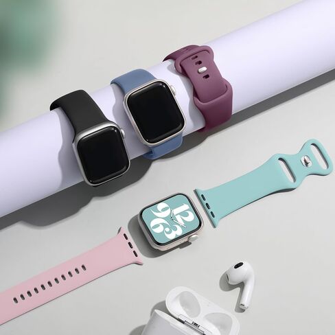 5 عبوات من أساور السيليكون الناعمة - متوافقة مع Apple Watch Ultra 2 وUltra Band 49 مم 45 مم 44 مم 42 مم 41 مم 40 مم 38 مم للرجال والنساء، حزام رياضي مسامي لسلسلة Ultra 2 iWatch 9 8 7 6 SE 5 4 3 2 in Kuwait
