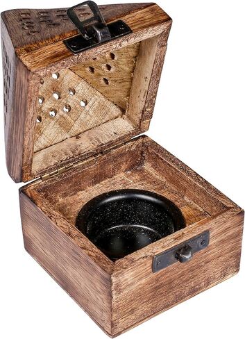 Wooden Classic Pyramid Dhoop Incense Burner with Base Square and Top Cone Shape | Wooden Incense Cone Burner Box Temple Shape, Home Office Decor 3x4.5 Inch in Saudi Arabia