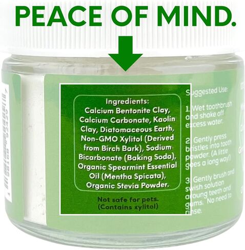 Krishna's Cupboard Supernatural Organic Tooth Cleaning Powder, All Natural, Stain Remover, Remineralizing & Teeth Whitening, Fluoride Free Vegan Sensitive Teeth Powdered Toothpaste, Spearmint 1.25 oz in Saudi Arabia
