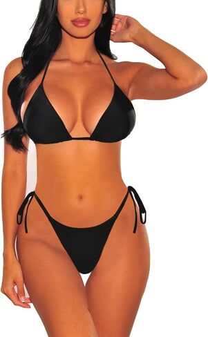 Kisscynest Women's 2 piece Swimsuit Sexy Halter String Thong Bikini Sets Cheeky Triangle Bathing Suit in Saudi Arabia