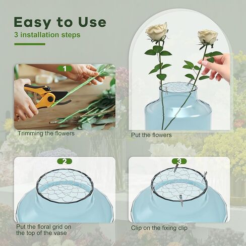3Pcs Floral Grid for Vase, Reuseable Flower Arrangement Holder for Floral Stems Bouquets Plant Fixation (5'' Dia) in Kuwait
