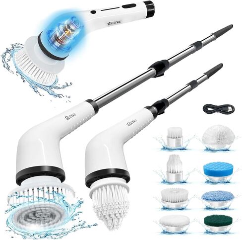 Electric Spin Scrubber: Cordless Shower Scrub Brush, 8 Replaceable Brush Heads, Electric Cleaning Brush for Bathroom, Tile Tub, Car, Sink, Floor, Window in Saudi Arabia