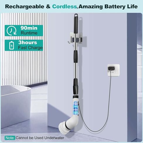 Electric Spin Scrubber: Cordless Shower Scrub Brush, 8 Replaceable Brush Heads, Electric Cleaning Brush for Bathroom, Tile Tub, Car, Sink, Floor, Window in Saudi Arabia