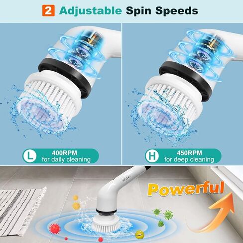 Electric Spin Scrubber: Cordless Shower Scrub Brush, 8 Replaceable Brush Heads, Electric Cleaning Brush for Bathroom, Tile Tub, Car, Sink, Floor, Window in Saudi Arabia