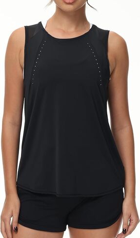 قمصان MCEDAR للتمرين للنساء قمصان رياضية شبكية للجري بدون أكمام، قمصان يوغا بدون أكمام، قمصان فضفاضة مناسبة للصالة الرياضية in Kuwait