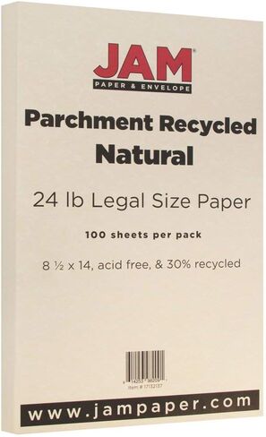JAM PAPER Legal Parchment 24lb Paper - 90 gsm - 8.5 x 14 - Nautral Recycled - 100 Sheets/Pack in Saudi Arabia