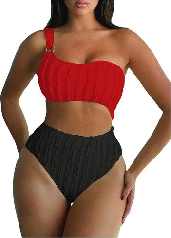 Milumia Women's One Shoulder Swimsuits Cut Out Color Block Monokini Bathing Suits in Saudi Arabia