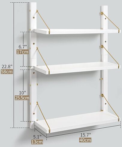 أرفف حائط Afuly 3 طبقات، أرفف حائط حمام عائمة قابلة للتعديل، أرفف كتب عائمة من الذهب الأبيض للجدار، غرفة النوم، غرفة المعيشة، المطبخ، منظم الحائط، تخزين الديكور الحديث in Kuwait