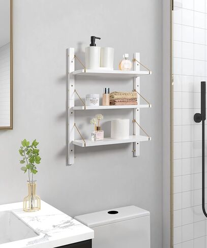 أرفف حائط Afuly 3 طبقات، أرفف حائط حمام عائمة قابلة للتعديل، أرفف كتب عائمة من الذهب الأبيض للجدار، غرفة النوم، غرفة المعيشة، المطبخ، منظم الحائط، تخزين الديكور الحديث in Kuwait