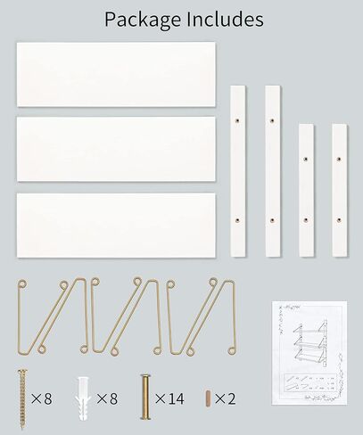 أرفف حائط Afuly 3 طبقات، أرفف حائط حمام عائمة قابلة للتعديل، أرفف كتب عائمة من الذهب الأبيض للجدار، غرفة النوم، غرفة المعيشة، المطبخ، منظم الحائط، تخزين الديكور الحديث in Kuwait