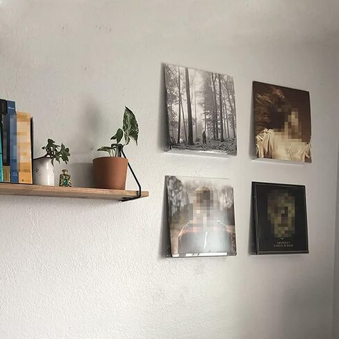 2 Sets of Clear Acrylic Shelves Wall Mounted Floating Display Shelves with Screws Clear Invisible Bookshelves Best for Record Storage,Picture Display,Magazine,Book,Files Organizer in Saudi Arabia