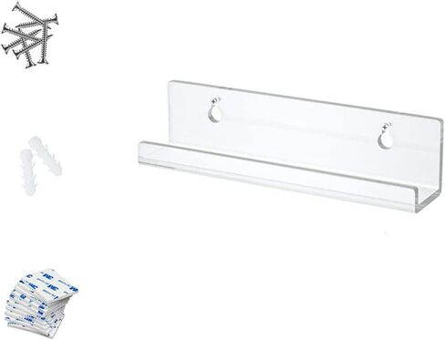 2 Sets of Clear Acrylic Shelves Wall Mounted Floating Display Shelves with Screws Clear Invisible Bookshelves Best for Record Storage,Picture Display,Magazine,Book,Files Organizer in Saudi Arabia