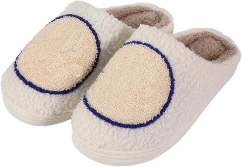 Sharlllen Smile Face Slippers للنساء والرجال، شباشب وجه سعيد ريترو مريحة من القطيفة شباشب Preppy كرتونية منفوشة وجه مبتسم لفصل الشتاء، ناعمة دافئة سهلة الارتداء، منزلقة داخلية وخارجية غير قابلة للانزلاق in Kuwait