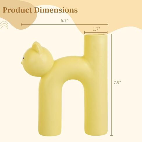 Pink Cat Shaped Ceramic Vase, Kitty Decorative Vase, Floral Kitty Vase Decor, Cat Table Centerpiece, Cute U-Shaped Tube Vase for Home Living Room Office Bedroom (Pink) in Saudi Arabia