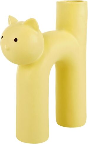 Pink Cat Shaped Ceramic Vase, Kitty Decorative Vase, Floral Kitty Vase Decor, Cat Table Centerpiece, Cute U-Shaped Tube Vase for Home Living Room Office Bedroom (Pink) in Saudi Arabia