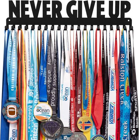 Medal Hanger Holder Display Rack Award Ribbon Organizer for Race,Running,Soccer,Gymnastic,Wrestling,Upgraded Hooks Easy Install Easy to Use Common Slogans normal font in Saudi Arabia