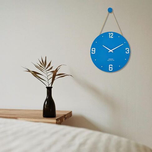 Qukueoy 12 Inch Wood Engraved Modern Wall Clocks Rope Hanging, Decorative Silent Clock for Home Living Room Bedroom Kitchen,Natural Wood Texture,Minimalist in Saudi Arabia