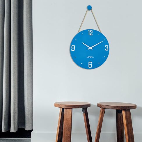 Qukueoy 12 Inch Wood Engraved Modern Wall Clocks Rope Hanging, Decorative Silent Clock for Home Living Room Bedroom Kitchen,Natural Wood Texture,Minimalist in Saudi Arabia