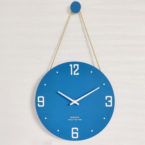 Qukueoy 12 Inch Wood Engraved Modern Wall Clocks Rope Hanging, Decorative Silent Clock for Home Living Room Bedroom Kitchen,Natural Wood Texture,Minimalist in Saudi Arabia