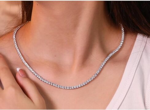 Tennis Necklaces for Women|3MM Simulate Diamond Tennis Chain|4-Prong-Setting CZ|18k White/Yellow Gold Plated|Size 16-22 Inches in Saudi Arabia