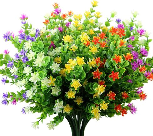 10 Pcs Artificial Flowers, Fake Outdoor Flowers UV Resistant, Lifelike Plastic Flowers for Indoor Outdoors Home Office Garden Wedding Sidewalk Trim Christmas Decorations(Mixture) in Saudi Arabia