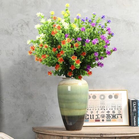 10 Pcs Artificial Flowers, Fake Outdoor Flowers UV Resistant, Lifelike Plastic Flowers for Indoor Outdoors Home Office Garden Wedding Sidewalk Trim Christmas Decorations(Mixture) in Saudi Arabia
