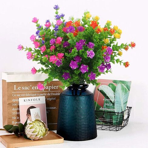 10 Pcs Artificial Flowers, Fake Outdoor Flowers UV Resistant, Lifelike Plastic Flowers for Indoor Outdoors Home Office Garden Wedding Sidewalk Trim Christmas Decorations(Mixture) in Saudi Arabia