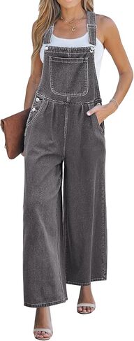 luvamia Denim Overalls for Women Wide Leg One Piece Jean Jumpsuits Fashion Baggy Bib Overall Loose Fit Pleated Pockets in Saudi Arabia
