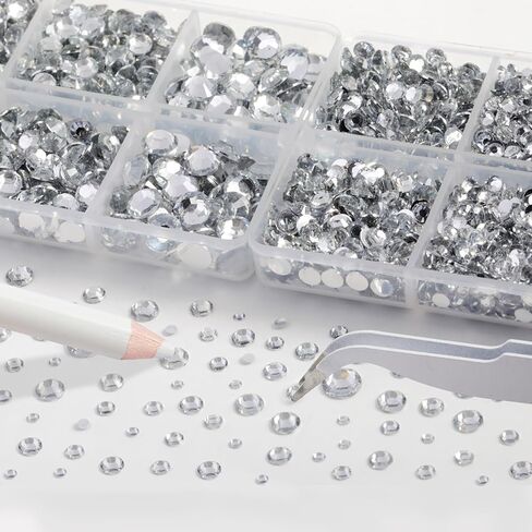 Resin Rhinestones Kit for Crafts,7100 pcs Light Pink AB Jelly Flatback Rhinestones Mixed 5 Size 2mm-6mm with B7000 Glue Tweezers and Wax Pencil for Fabric Tumblers and Clothes in Saudi Arabia