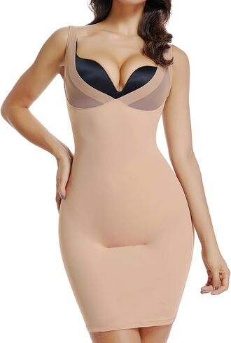 JOYSHAPER حريمي زلات كاملة تحت الفستان، رقبة على شكل حرف V، تحكم في البطن، ملابس تنحيف الجسم in Kuwait