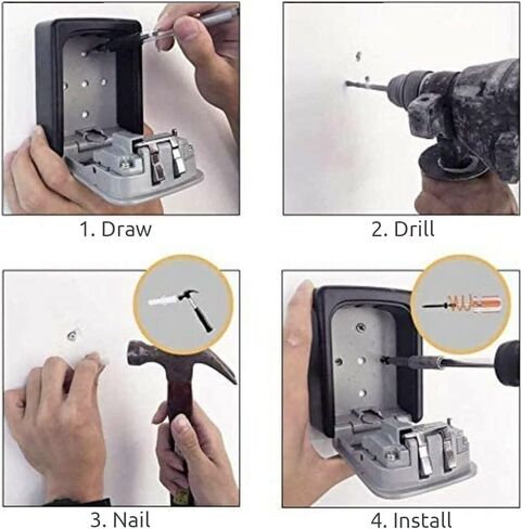 JacobsParts 4 Digit Combination Security Key Lock Box Waterproof Key Storage Lockbox Wall Mount 6 Key Extra Large Capacity for House Key, Car Key, ID Card in Kuwait
