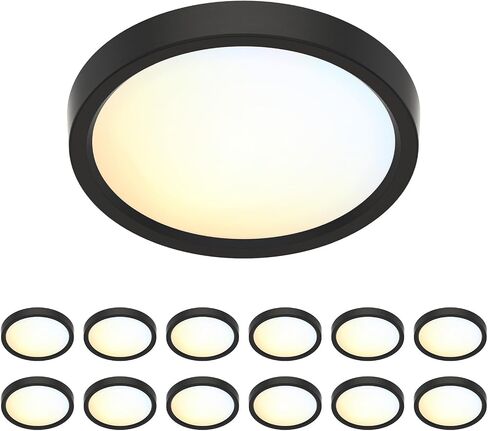 5 بوصة يمكن اختيارها من المجال 5CCT LED Edgelit إضاءة سفلية مثبتة على سطح نحيف لـ J-Box، مستديرة، لوحة مسطحة صغيرة، قابلة للتعتيم، 120VAC، 10W، 600LM، CRI90، ETL، موقع رطب، أبيض، 4 عبوات in Saudi Arabia