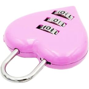 Pink Love Heart Shape Combination Padlock for Girls Women, Mini 3-Digit Password Resettable Code Locker Lock for School, Combination Locks, Padlocks and Hasps