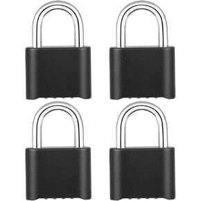 DELSWIN Heavy-Duty Combination Padlock Locker Lock - 4 Digit Combination Lock with Hardened Steel Shackle, Weatherproof Combo Lock for Outdoor, School Gym Locker, Fence, Shed, Gate, Trailer (4 Pack)