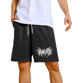 Graphic Basketball Track Shorts for Men Goth Workout Running Athletic Sport Drawstring Waist Shorts with Pockets