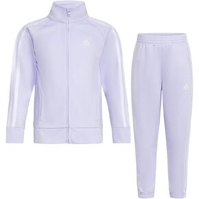 adidas Girls Zip Front Classic Tricot Jacket and Joggers Set