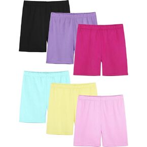 6 Pack Girls Bike Shorts Cartwheel Shorts for Girls Toddler Biker Under Dress Dance Multi-Color Kids Shorts