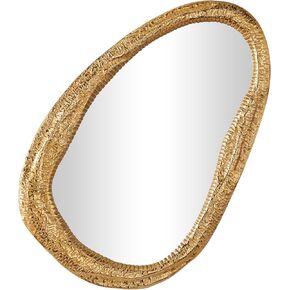 Deco 79 Aluminum Metal Abstract Room Wall Mirror Entryway Mirror, Wall Mounted Mirror 23" x 1" x 35", Gold