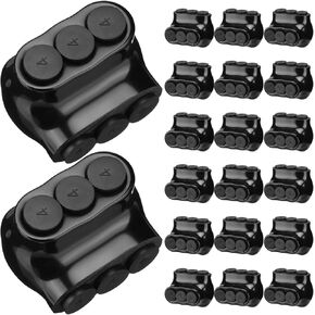 Kanayu 5 Pcs Black Insulated Multi Cable Connector, 3 Ports Electric Wire Connectors and Soldering Lugs, Single Side Entry Cable Splicers, with Oxide Inhibitor (2-14 Wire Range,1.98" x 1.30")
